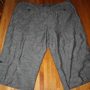 New Direction 22W Women Plus Size Capri Slate Grey w/ Checker Pattern